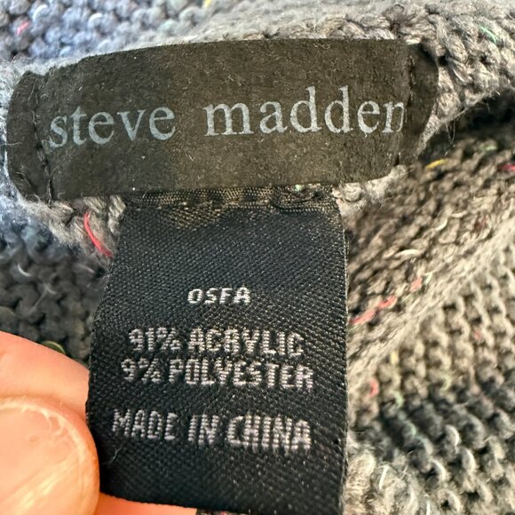 Steve Madden Gray Knit Poncho Sweater Cowl Neck One Size - Picture 7 of 9